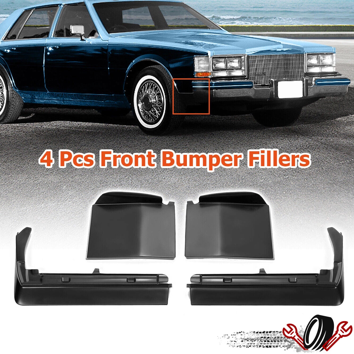 Set of 4 Front Bumper Fillers for Cadillac Seville (1980–1985)