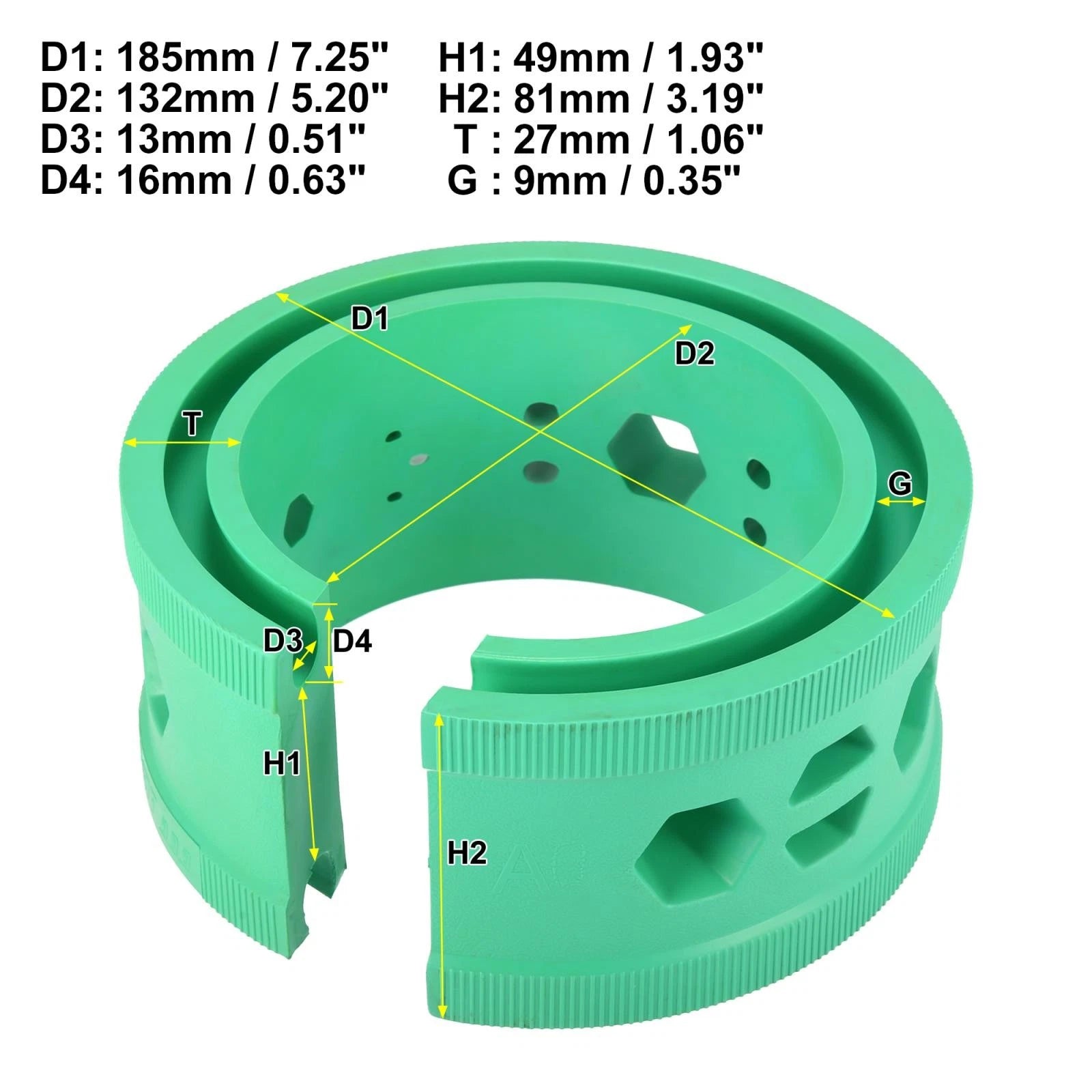 2X Green Coil Spring Rubber Buffer for Ford, Chevy (Universal A Type)