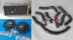 Aluminum Radiator + Fans + Black Hose Kit for Toyota MR2 SW20 (1990-1997)