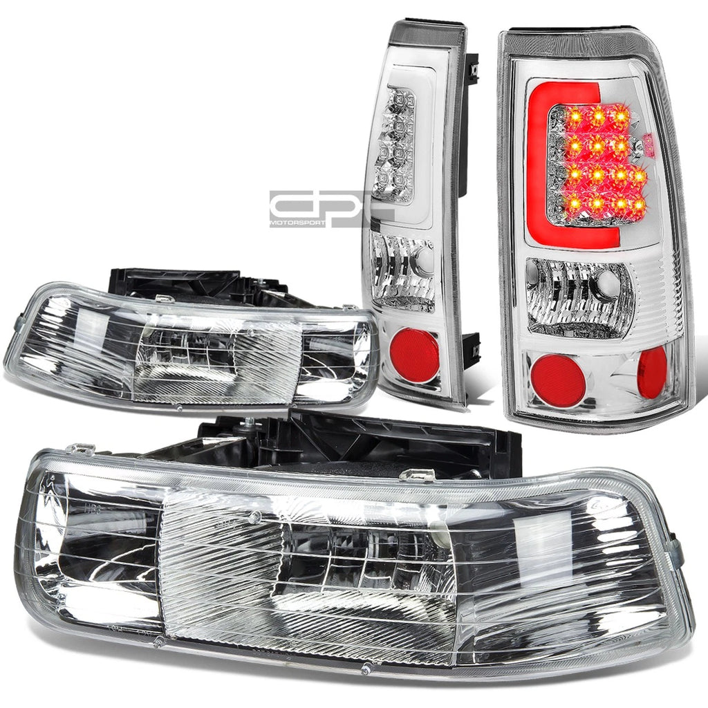 Chrome Crystal Headlight + Corner + 3D LED Brake/Tail Light for Silverado (1999–2002)