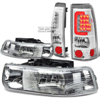 Chrome Crystal Headlight + Corner + 3D LED Brake/Tail Light for Silverado (1999–2002)
