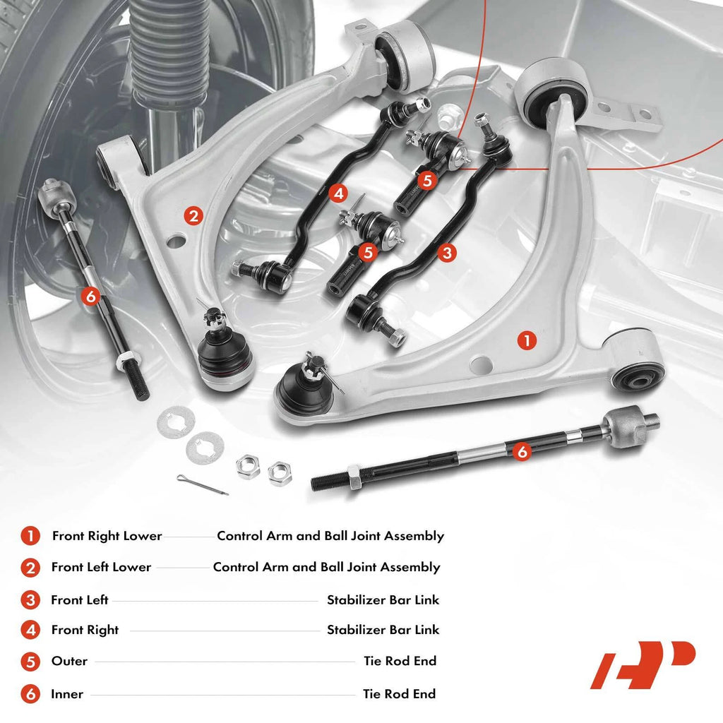 8x Front Control Arm Sway Bar Tie Rod for Nissan Altima (2002–2004)