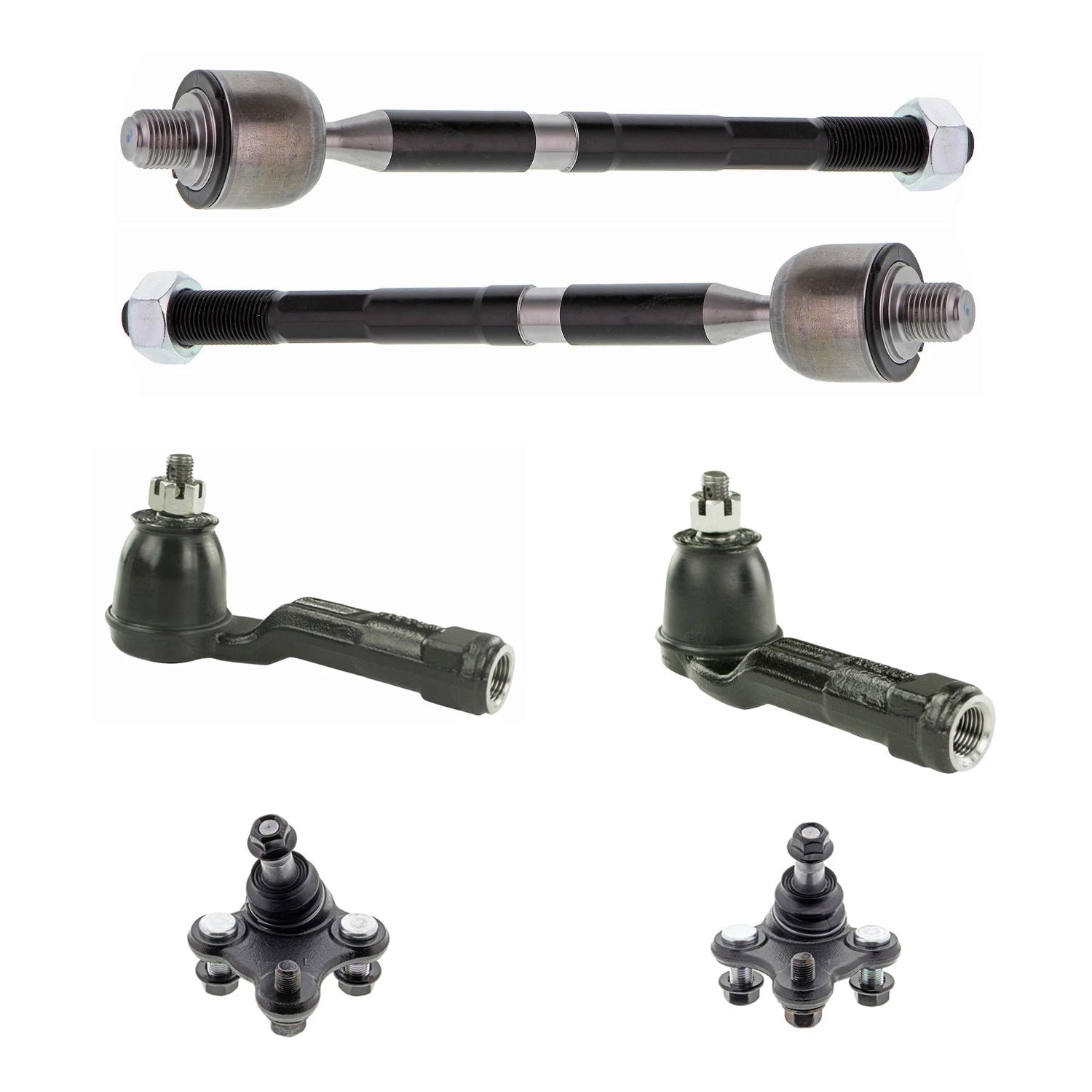 Set of 4 Mevotech Supreme Inner Outer Tie Rods & Lower Ball Joints for Kia Forte (2010–2018)