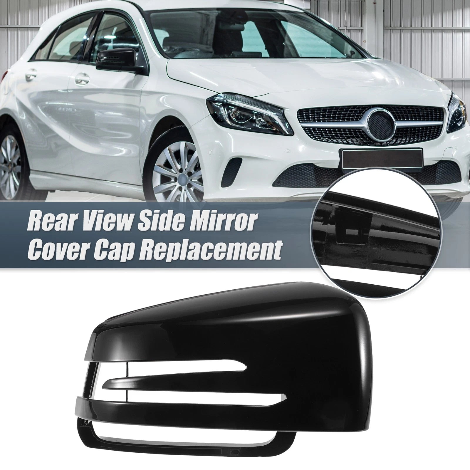 Right Mirror Cover Cap Gloss Black for Mercedes Benz A Class B Class C Class (2013–2020)
