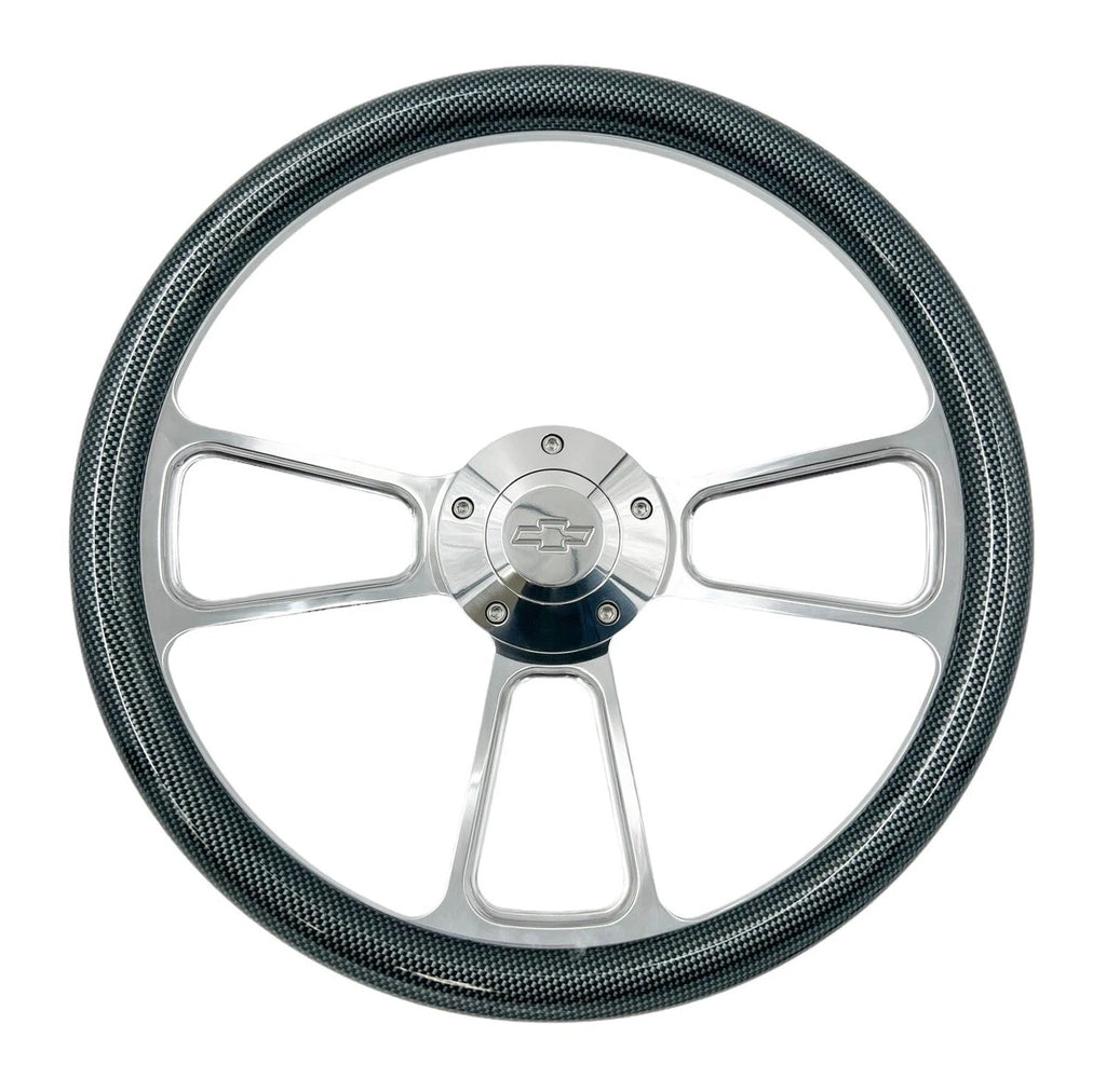 14 Inch Billet Steering Wheel Replacement with CF Style Wrap for Chevrolet (2000–2024)