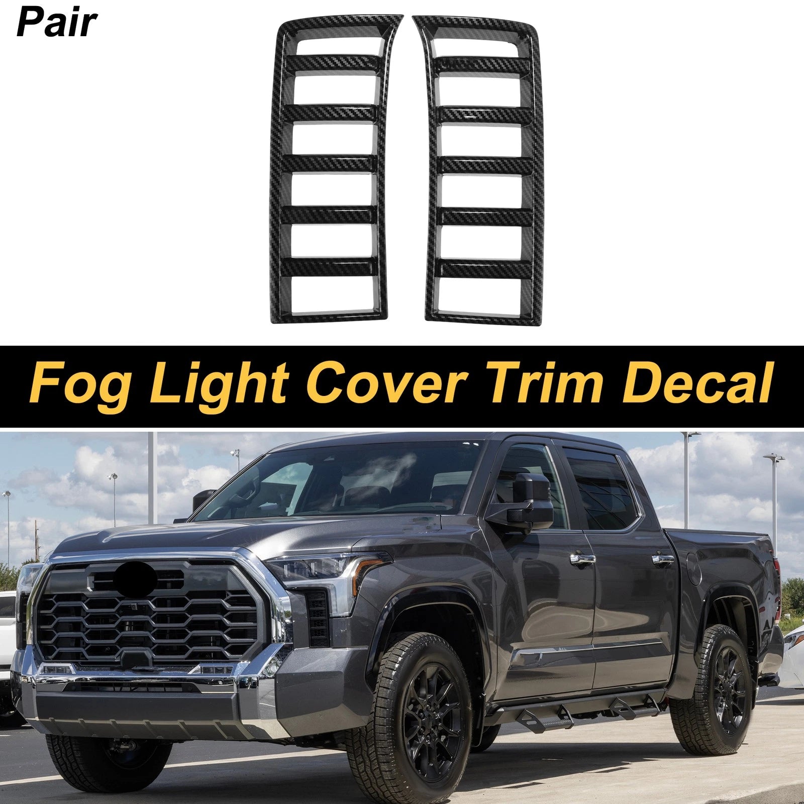 Fog Light Cover Trim Set for Toyota Tundra (2022–2025) Carbon Fiber Black