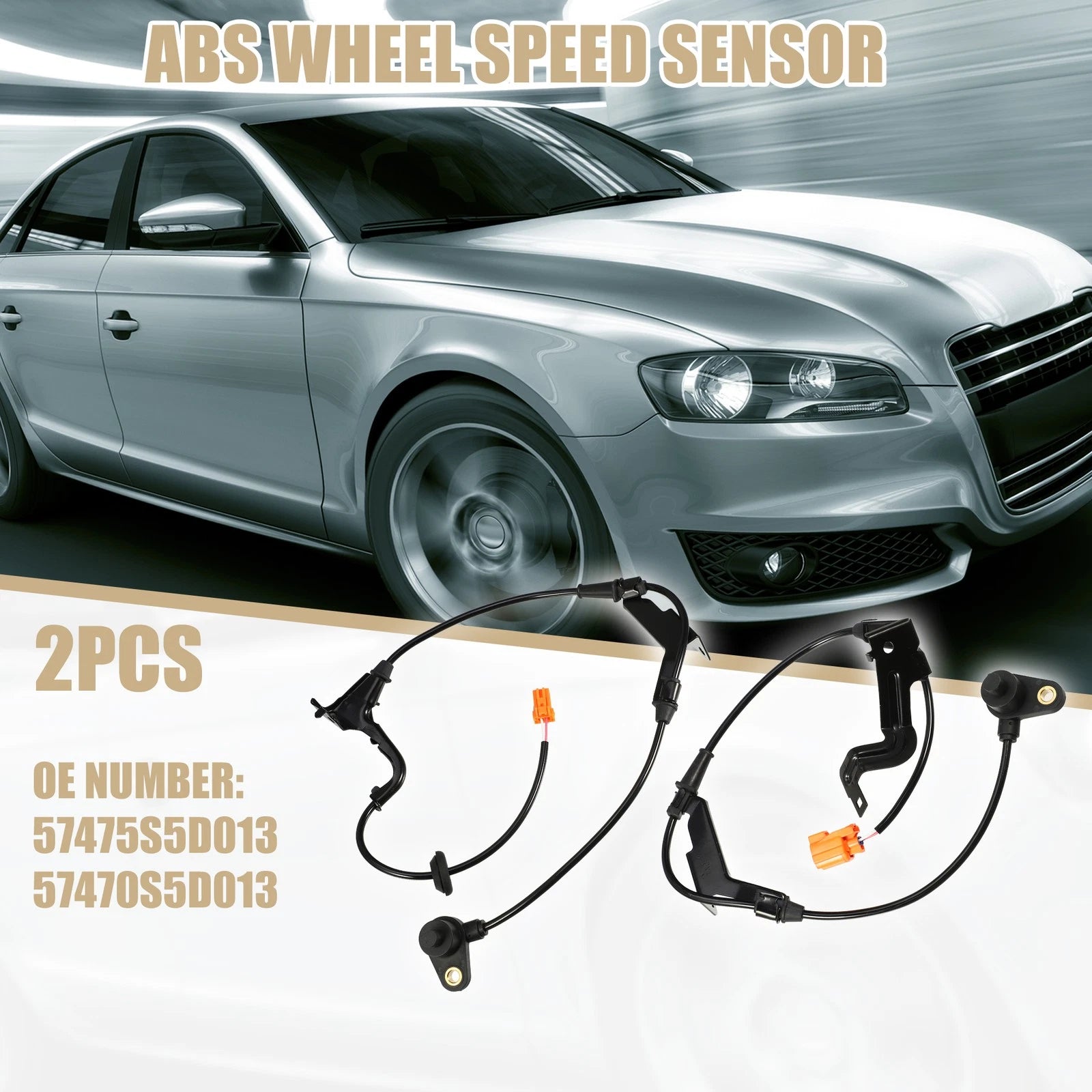 2pcs ABS Wheel Speed Sensor No. 57475S5D013/57470S5D013 for Honda Civic (2001–2005)