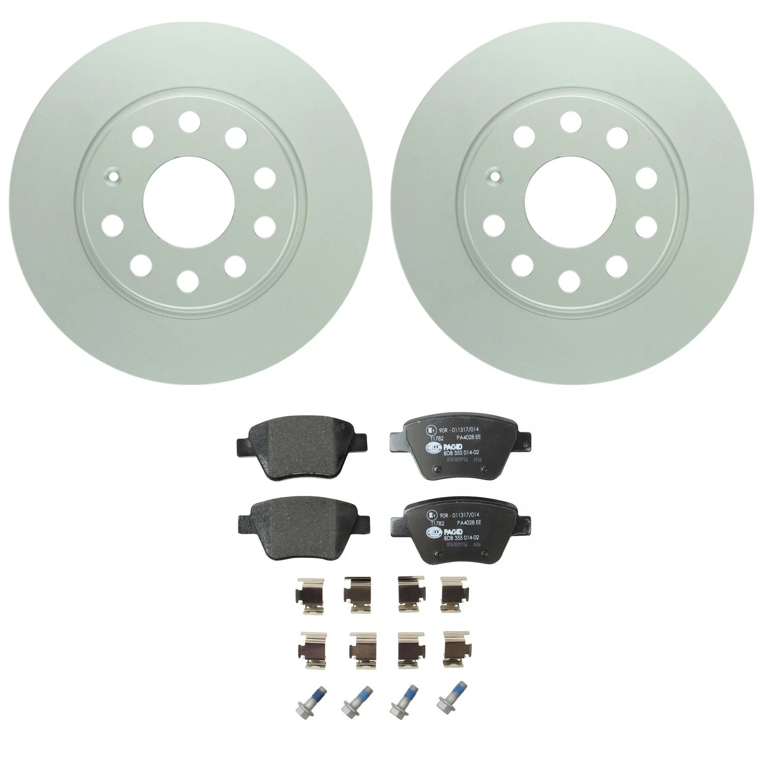 Set of 4 Bosch QuietCast Rear Rotors & Hella Low-Met Pads for A3 Quattro Jetta (2005–2016)
