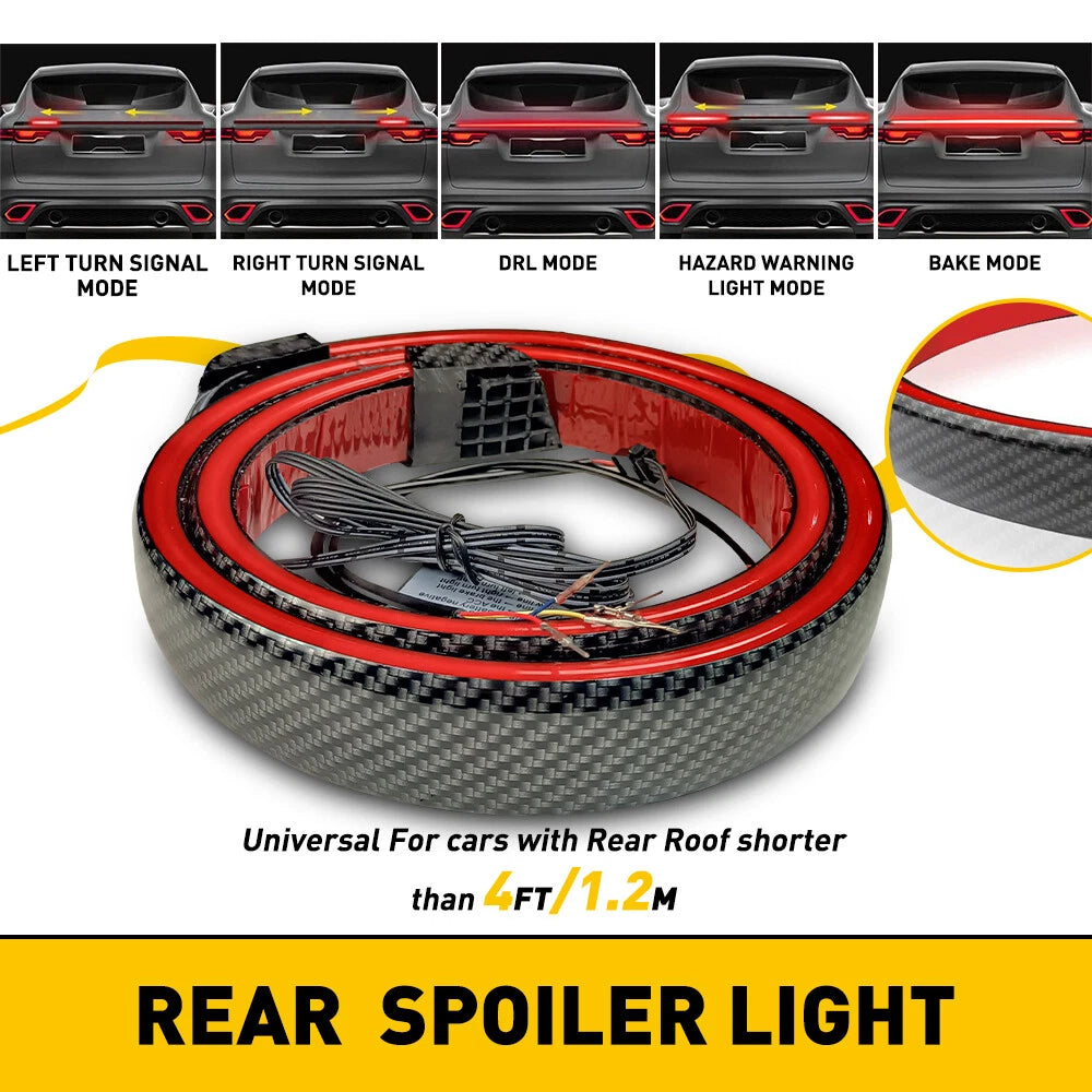 Carbon Fiber LED Tail Light Brake Strip for Universal Fit