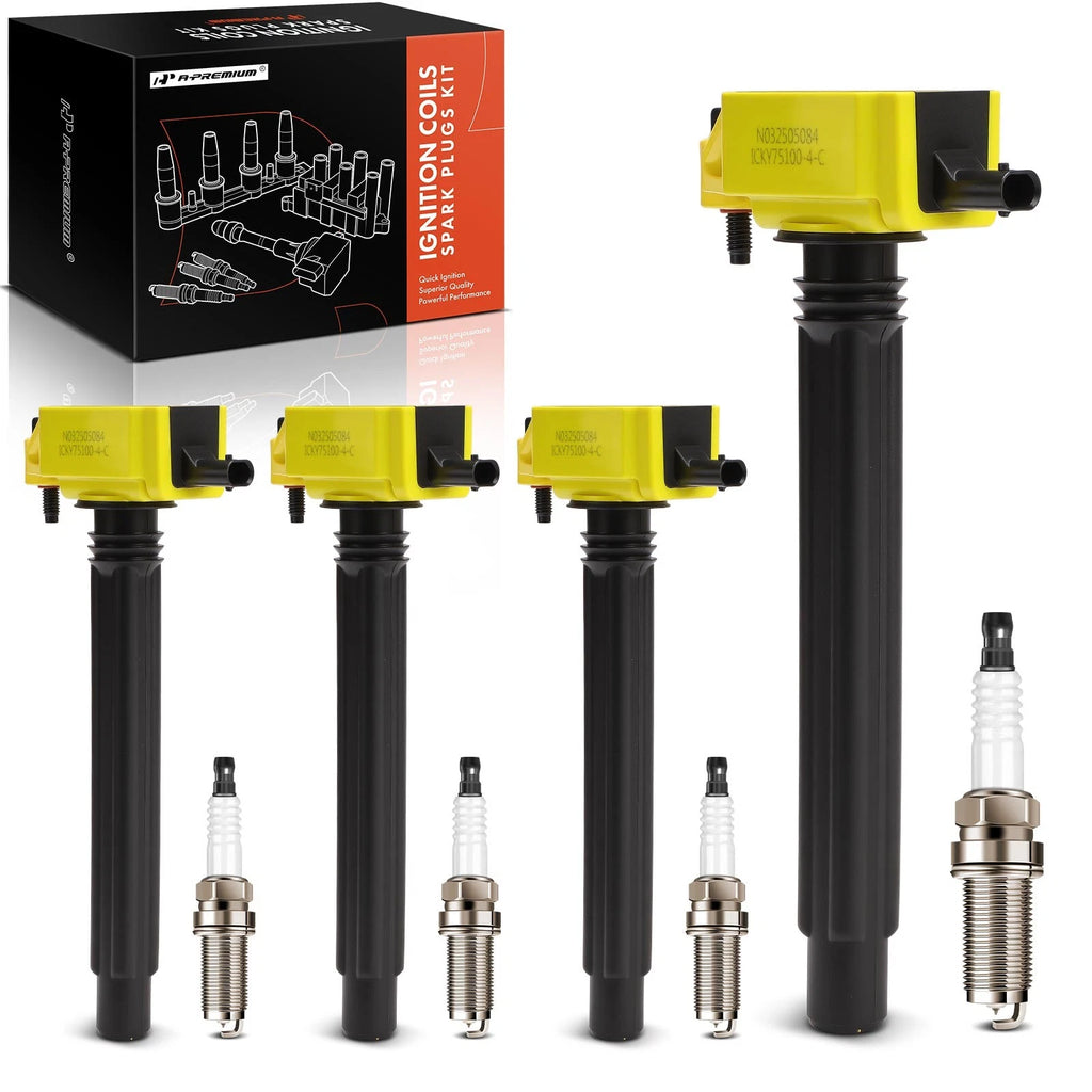 Set of 4 Ignition Coils & 4 Iridium Spark Plugs for Jeep Cherokee