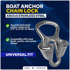 Boat Anchor Chain Lock for Marine-Grade Chains (Fits 1/4" - 5/16")