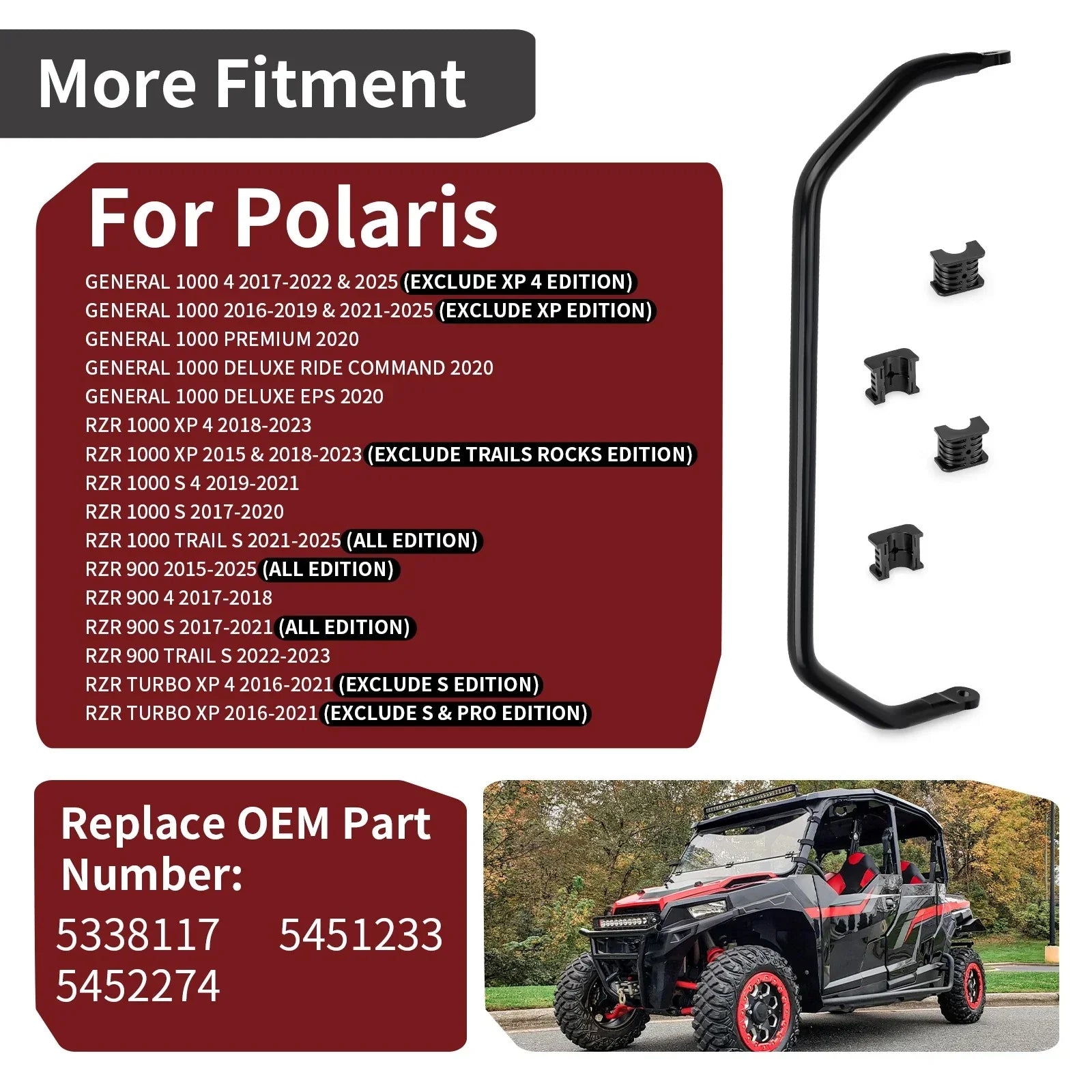 Stabilizer Sway Bar And Bushings Kit for Polaris RZR Turbo XP/XP 4 (2016–2021)