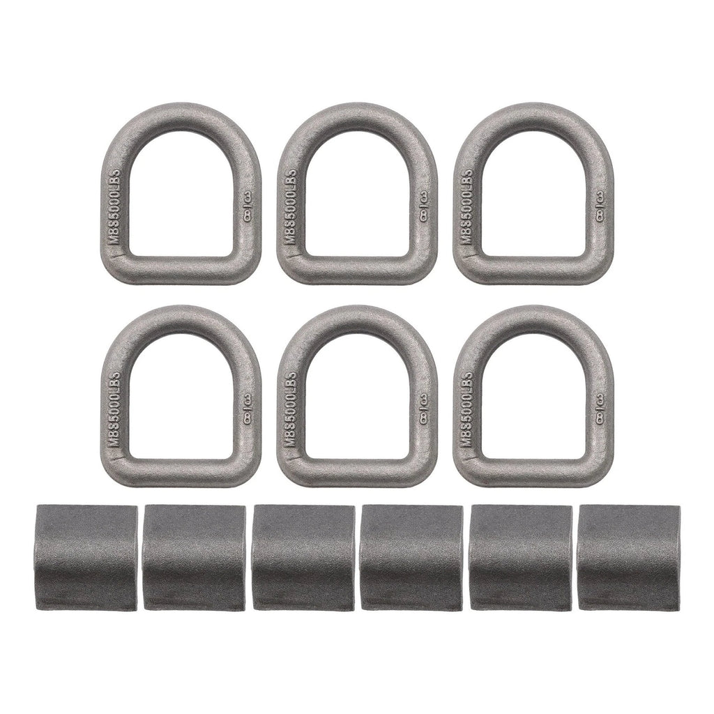 Set of 6 Heavy Duty Weld-On Forged D Rings 3/8 Inch 5000 Lbs Strength