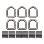 Set of 6 Heavy Duty Weld-On Forged D Rings 3/8 Inch 5000 Lbs Strength