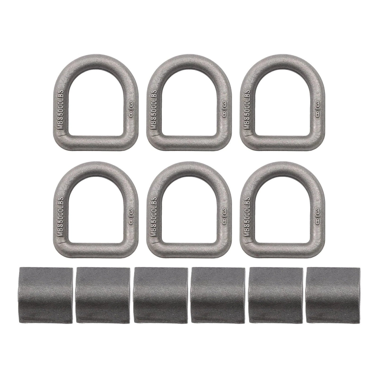 Set of 6 Heavy Duty Weld-On Forged D Rings 3/8 Inch 5000 Lbs Strength