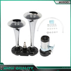 Dual Trumpet Air Horn Compressor Kit for Train Car Truck Boat (12V)