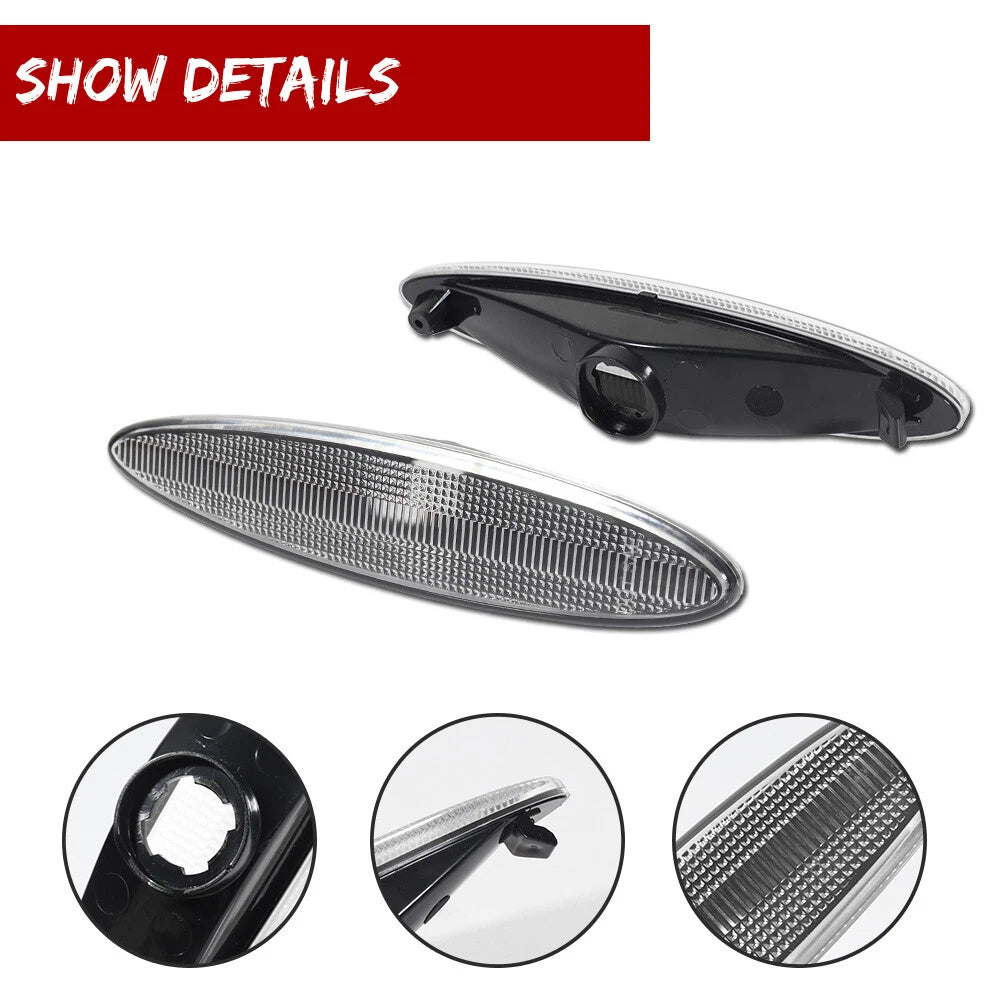 Set of 2 Clear Chrome Side Marker Lights for Lexus SC430 (2002–2010)
