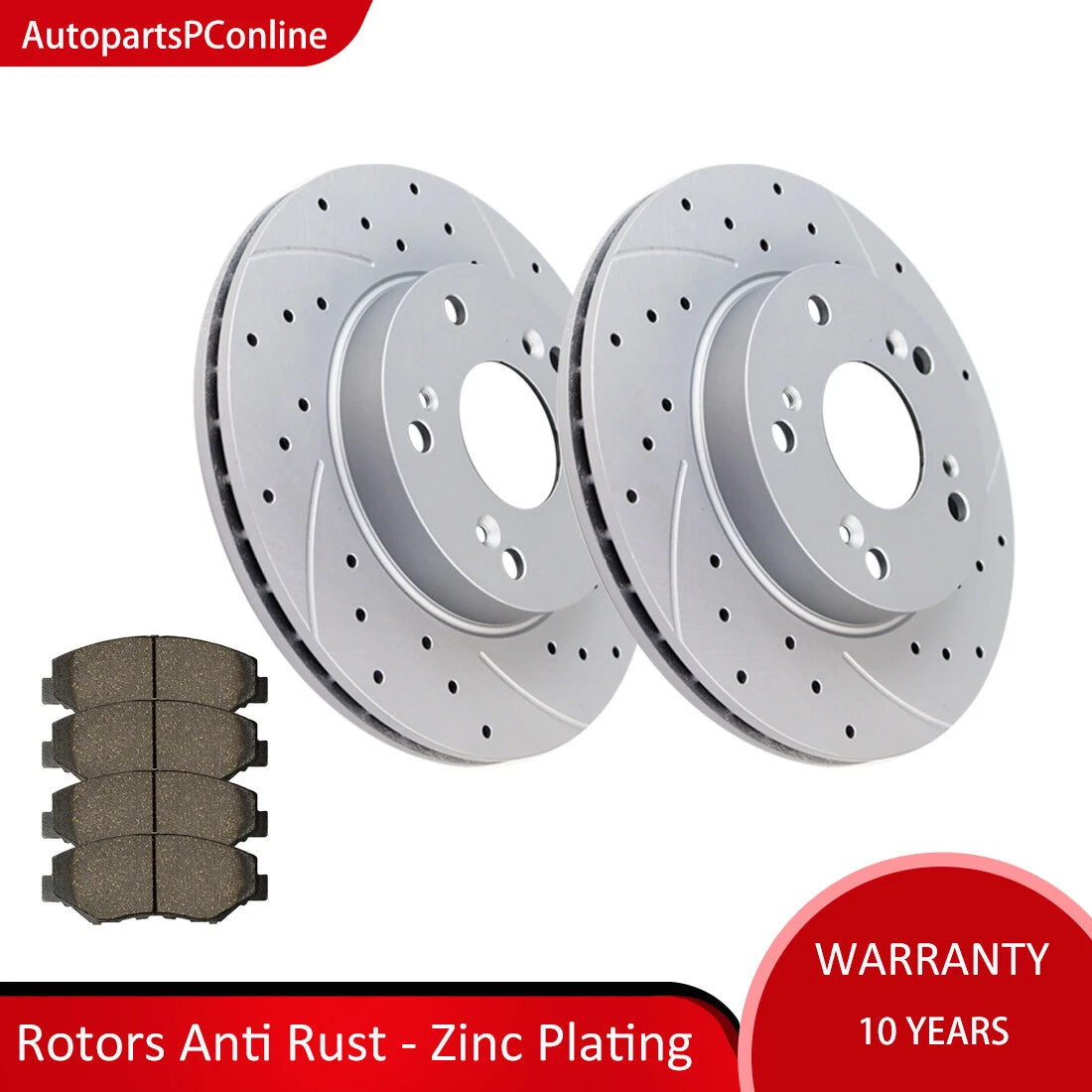 Front Slotted Rotors and Brake Pads for Honda Civic (2006–2011)