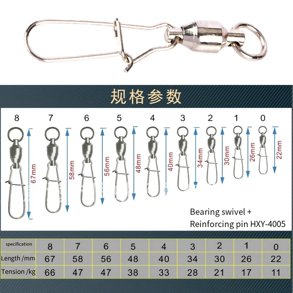 Set of 10 Fishing Swivel Connectors for Lure Fishing (3 Sizes)