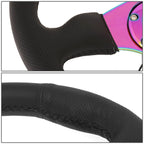 NRG 35cm Deep Dish Neochrome Leather Grip Steering Wheel for Universal (2010–2023)