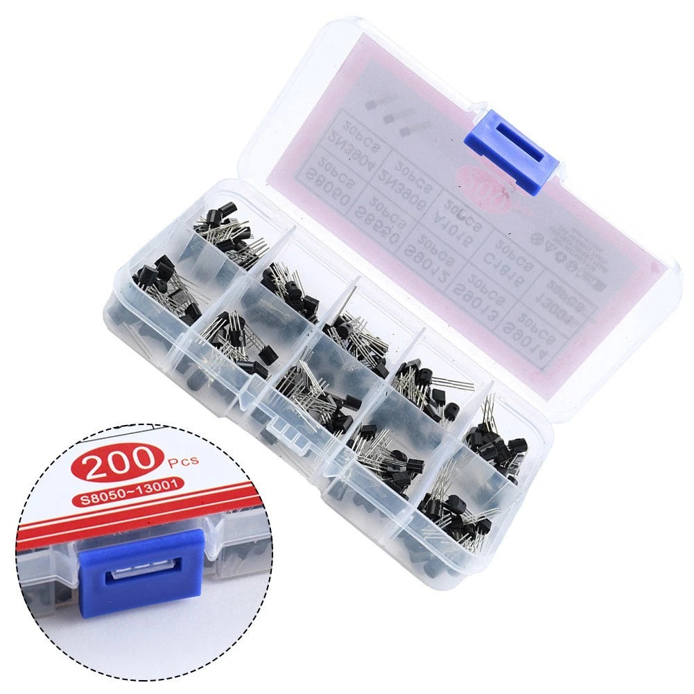 200PCS TO92 Transistor Set for DIY Electronics (10 Varieties, 20PCS Each)