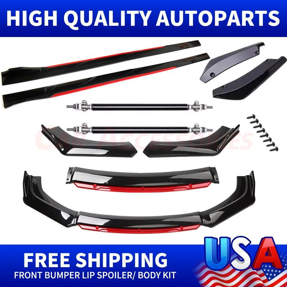 Front Bumper Lip Splitter Spoiler Side Skirts for Honda Civic Sedan (2016–2021)