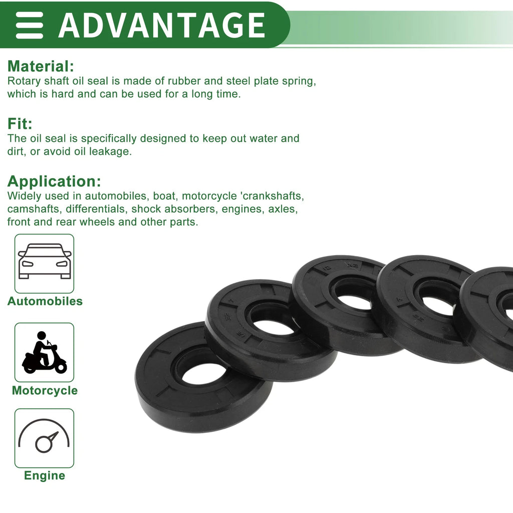 Set of 5 Oil Seal Rotary Shaft Seal NBR Rubber 12x32x7mm