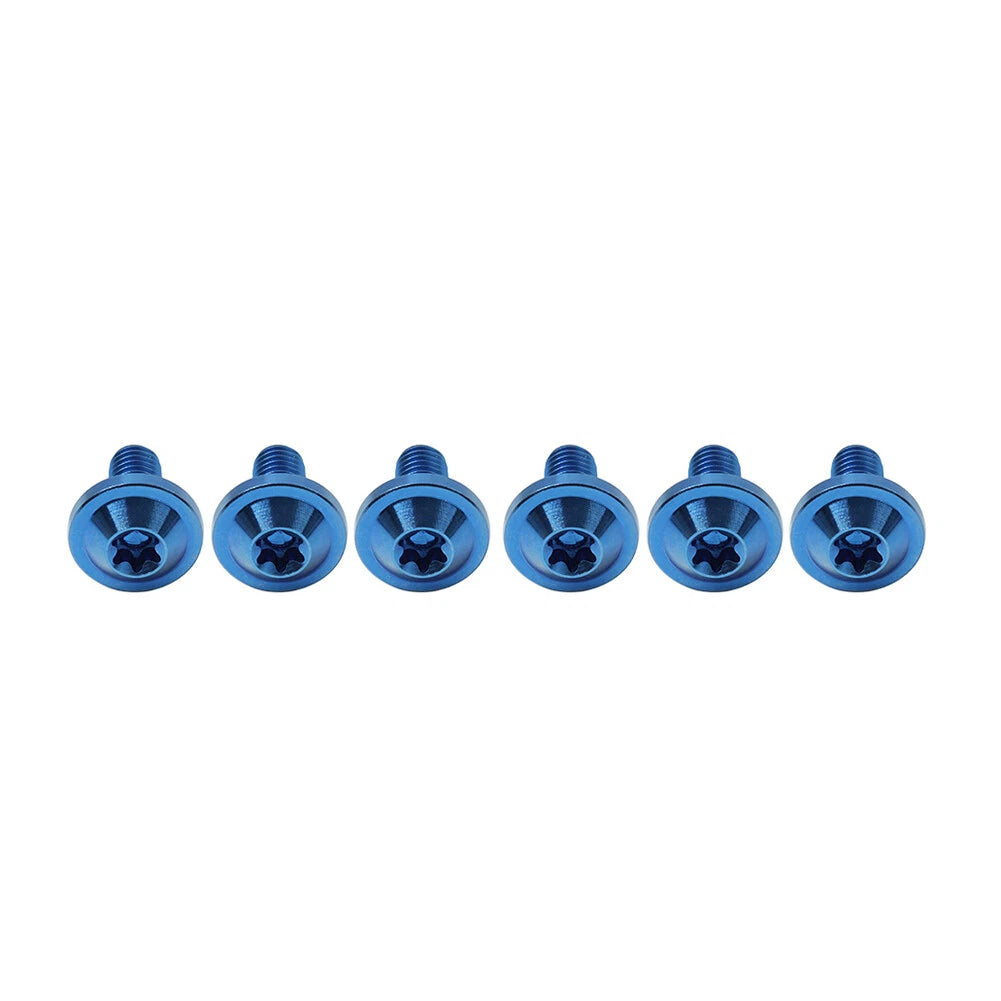 Set of 6 Blue Titanium M5x15mm Torx Head Screws for Universal Bikes