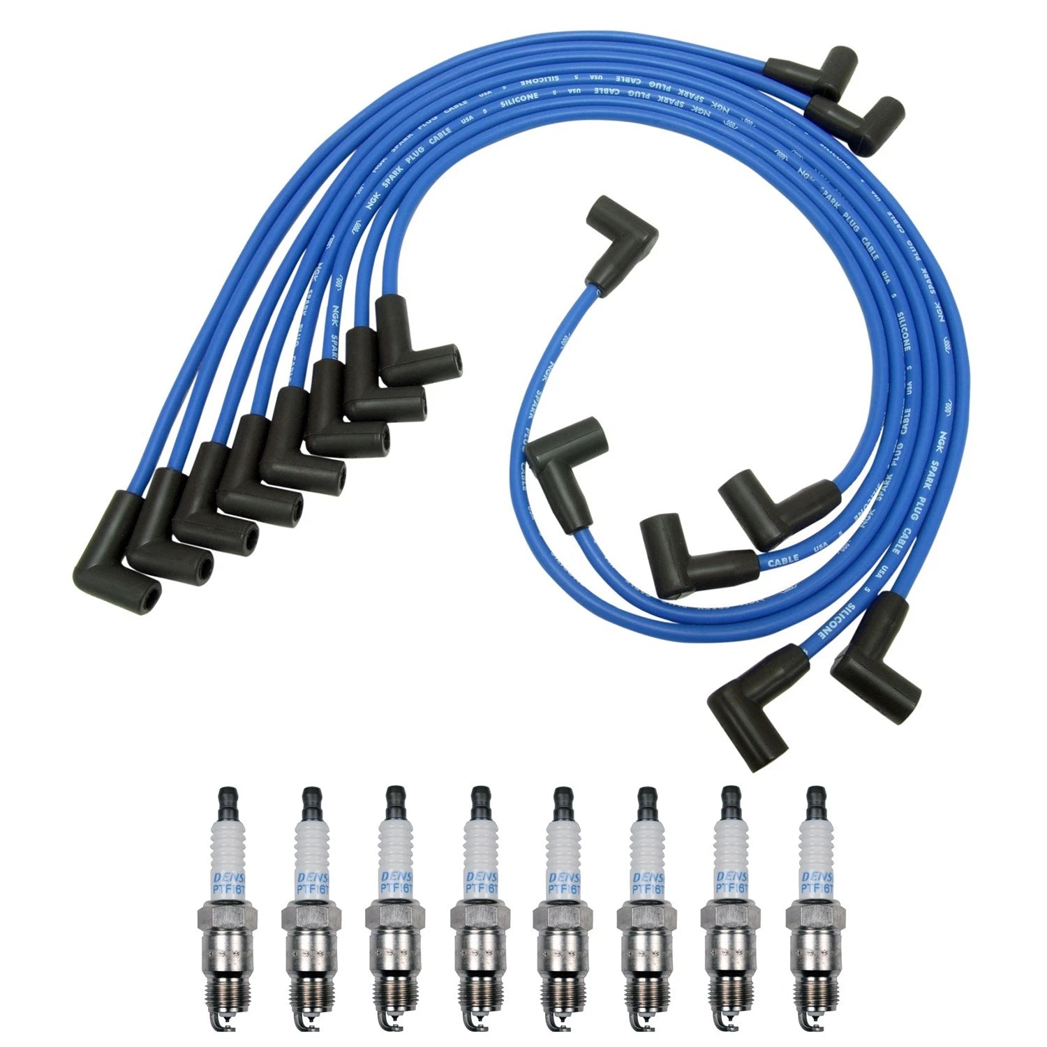 NGK Wire Set & Denso 8 Platinum TT Spark Plugs for Chevrolet Camaro Caprice (C15)