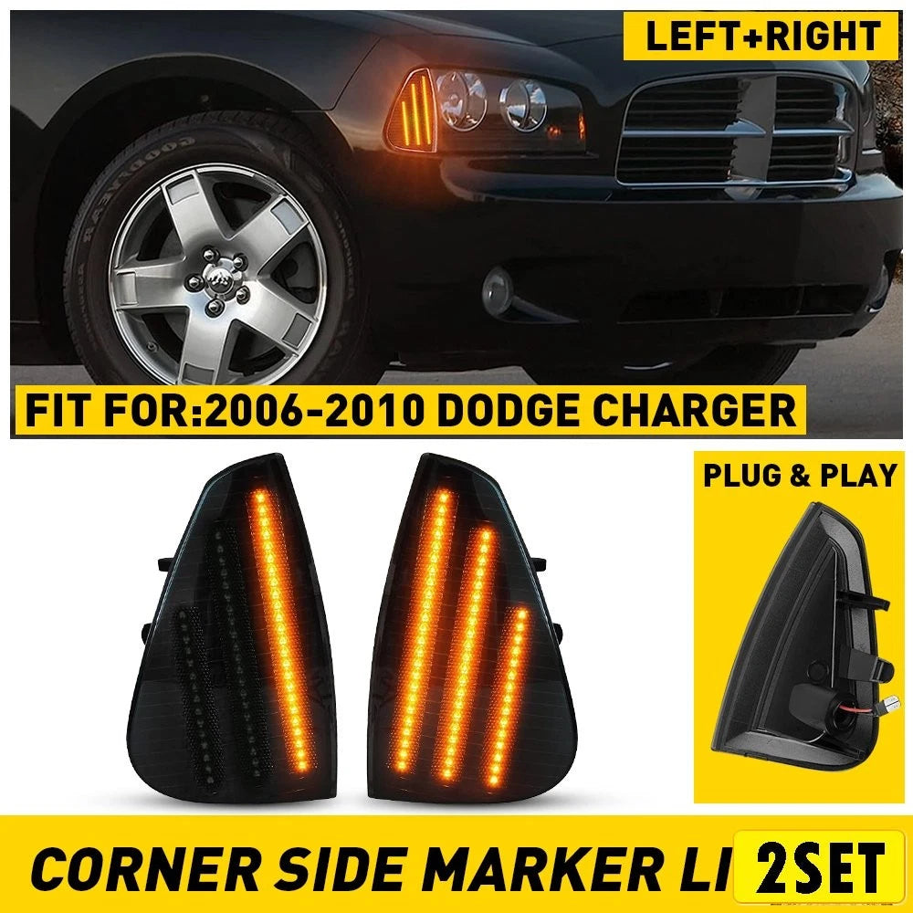 Smoked Lens Front Turn Signal Lamps for Dodge Charger (2006–2010) Pair
