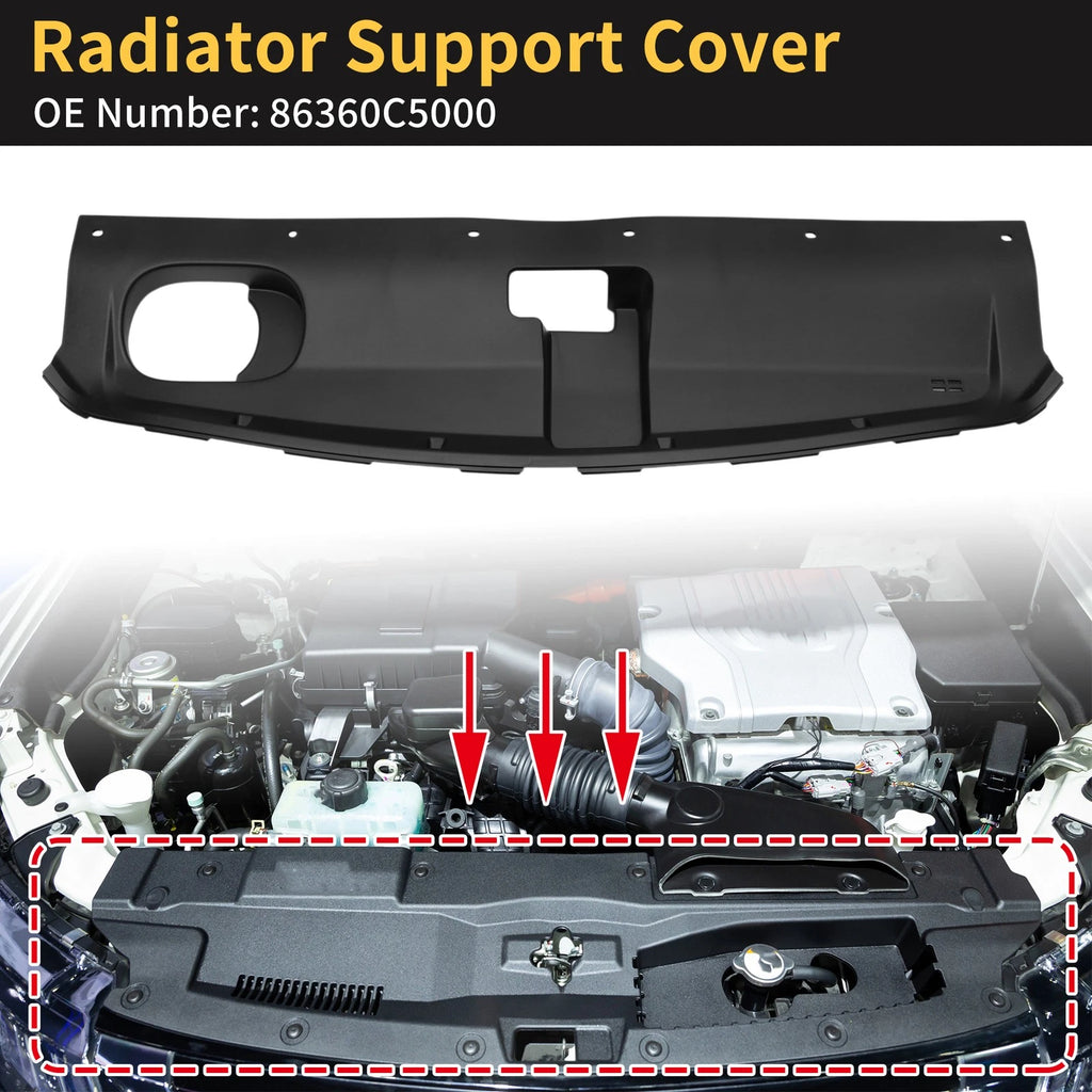 Radiator Support Cover for Kia Sorento (2021–2026) No. 86360C5000, ABS Black