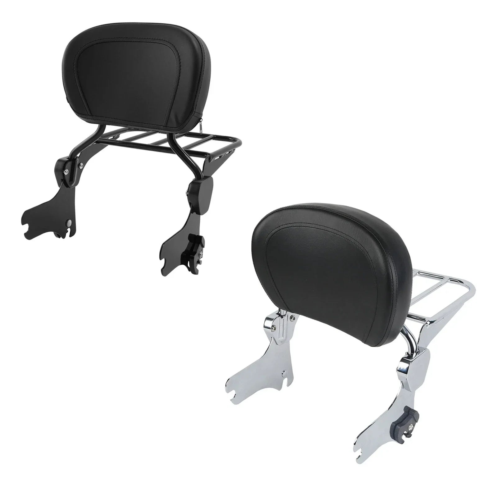 Chrome/Black Sissy Bar Backrest Luggage Rack for Harley Touring (1997-2008)