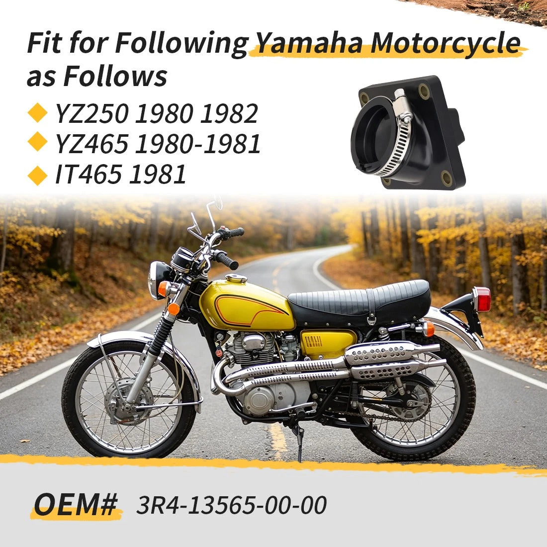 Intake Manifold Boot Joint for Yamaha YZ250 YZ465 IT465 (1980–1982)