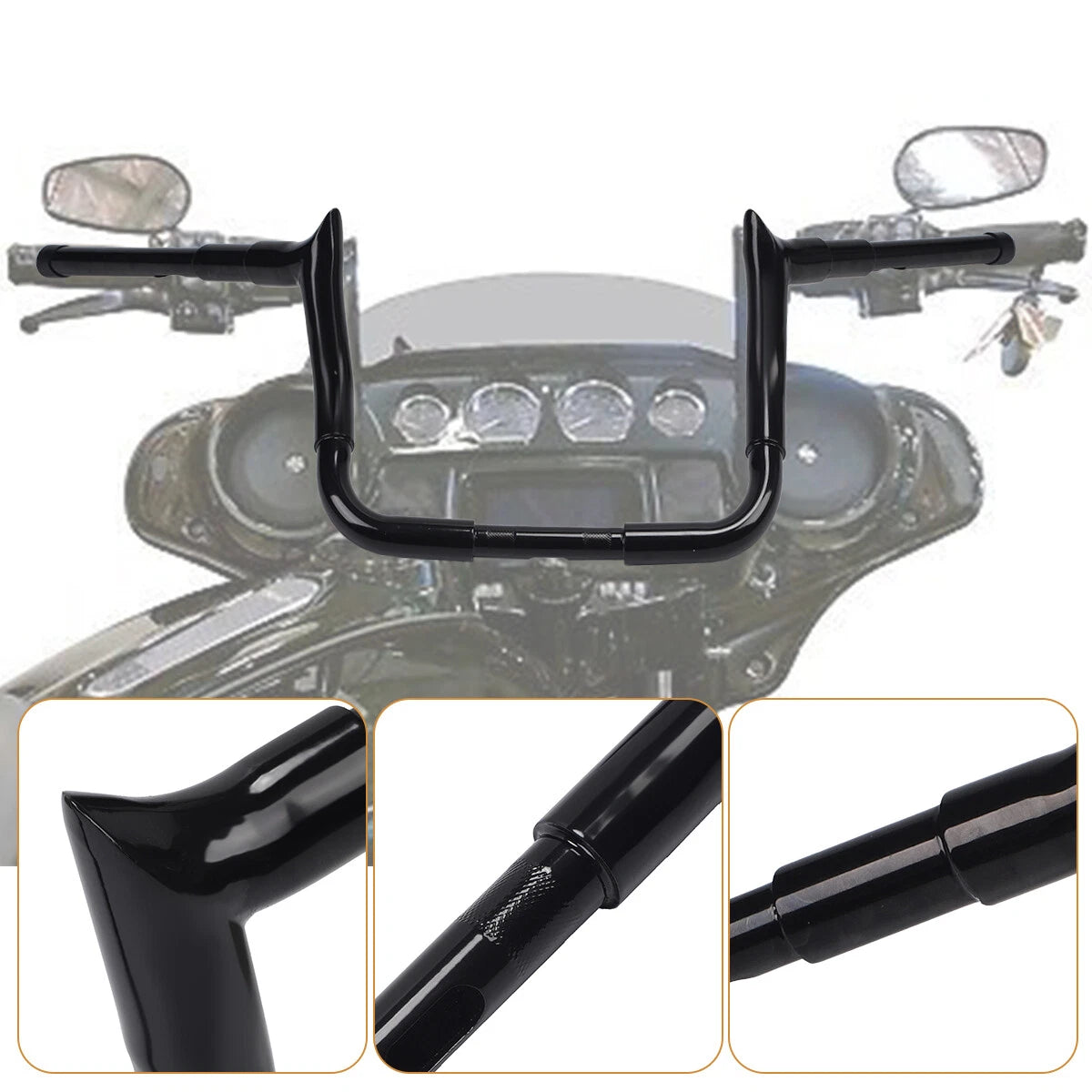 10" Meathook Ape Hanger Handlebar for Harley Street Electra Glide (1982–2022)