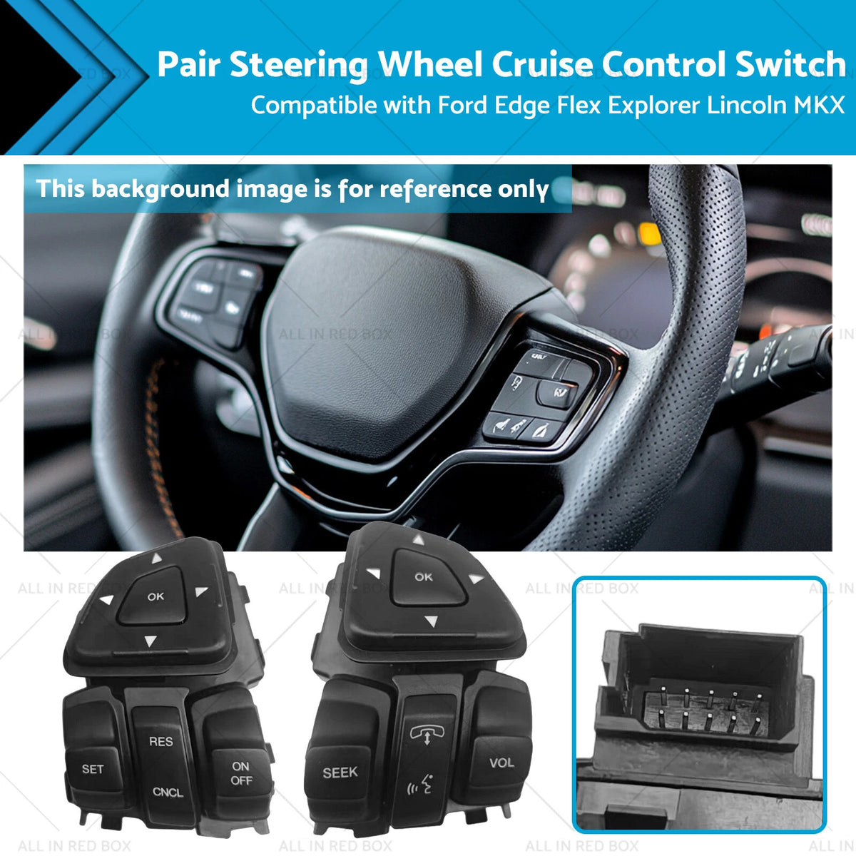 Steering Wheel Cruise Control Switch Pair for Ford Explorer Lincoln MKX
