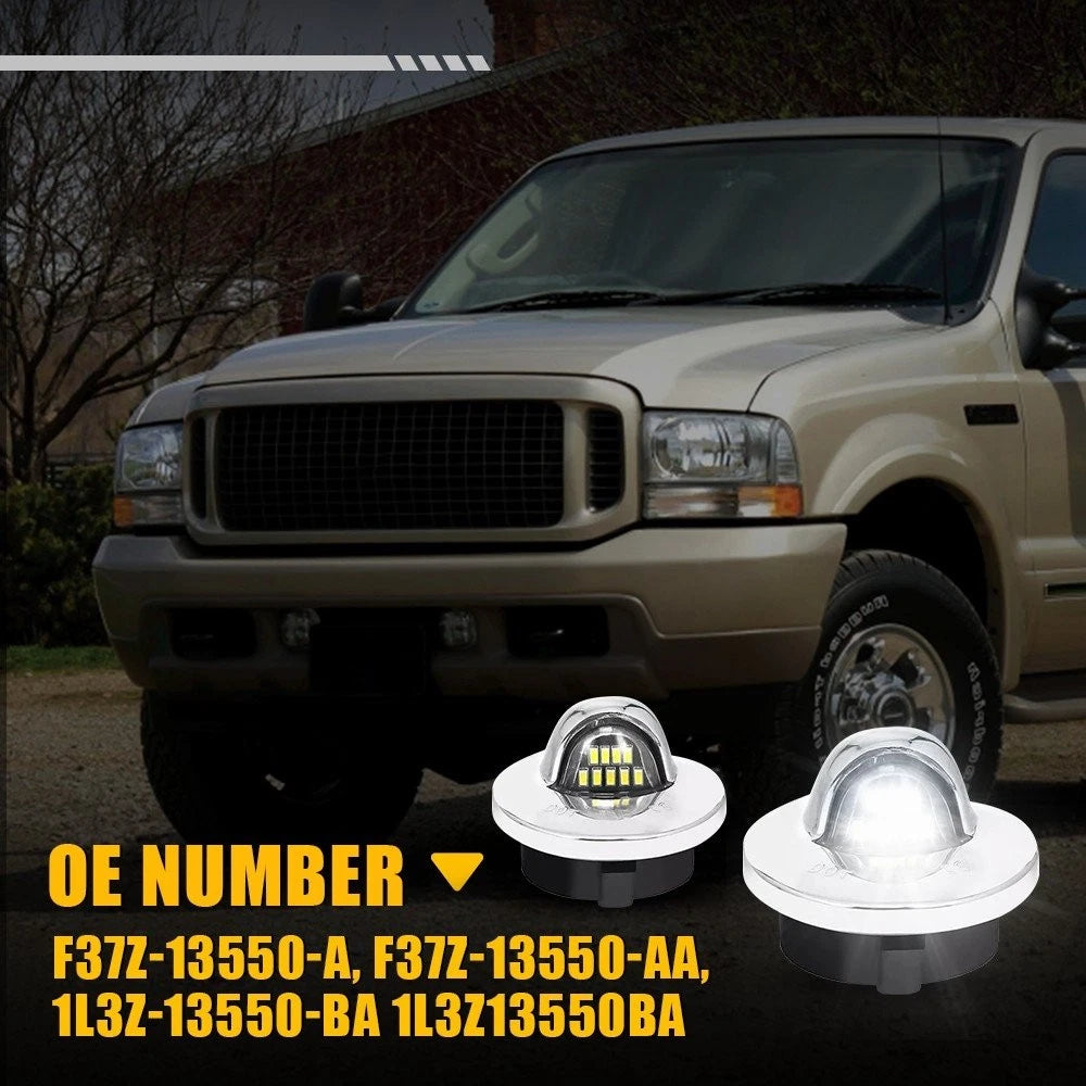 2X White 9 LED License Plate Light for Ford F150 (1990–2014) Chrome