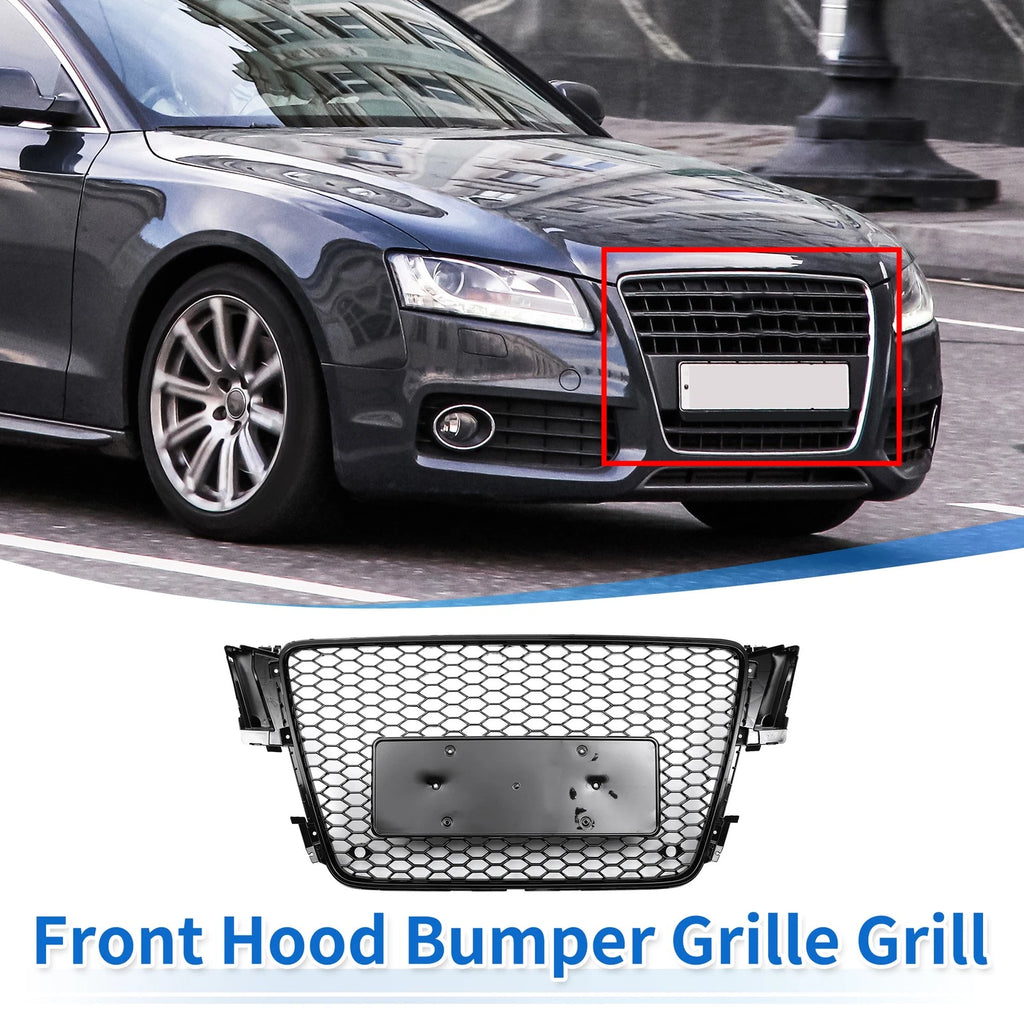 Front Hood Bumper Grille for Audi A5 (2009–2012) RS Style Black