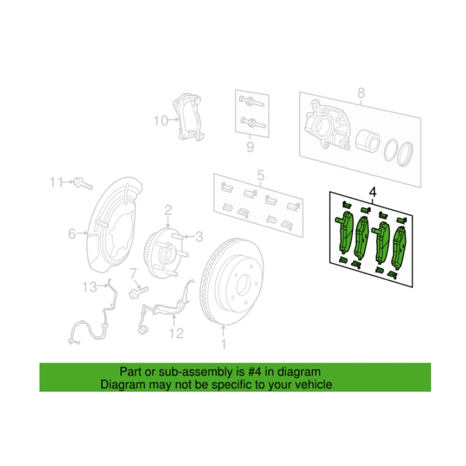 Set of 4 Front Disc Brake Pads for Jeep Wrangler JK (2007–2018)