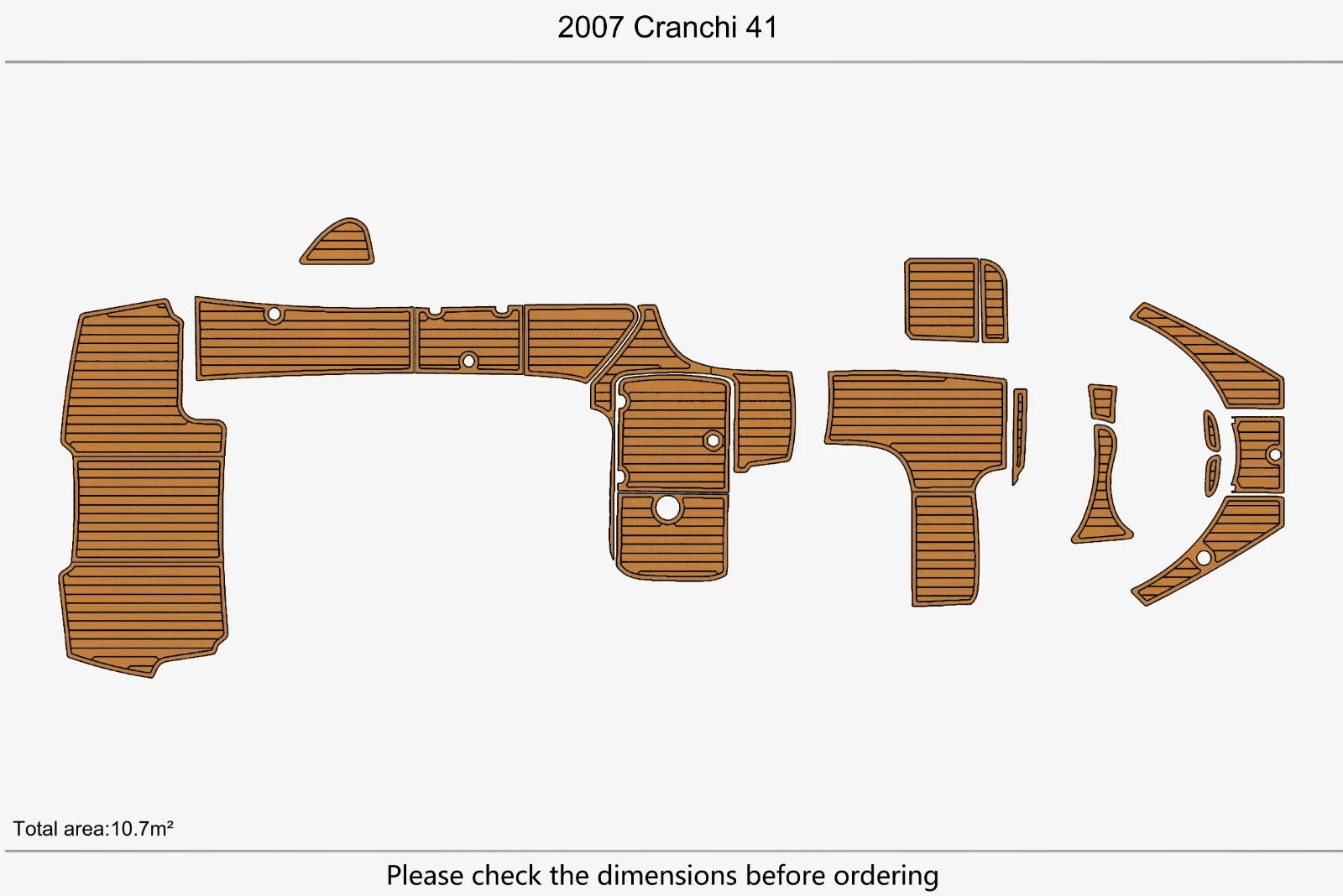 EVA Foam Teak Deck Flooring Mat for Cranchi 41 (2007)