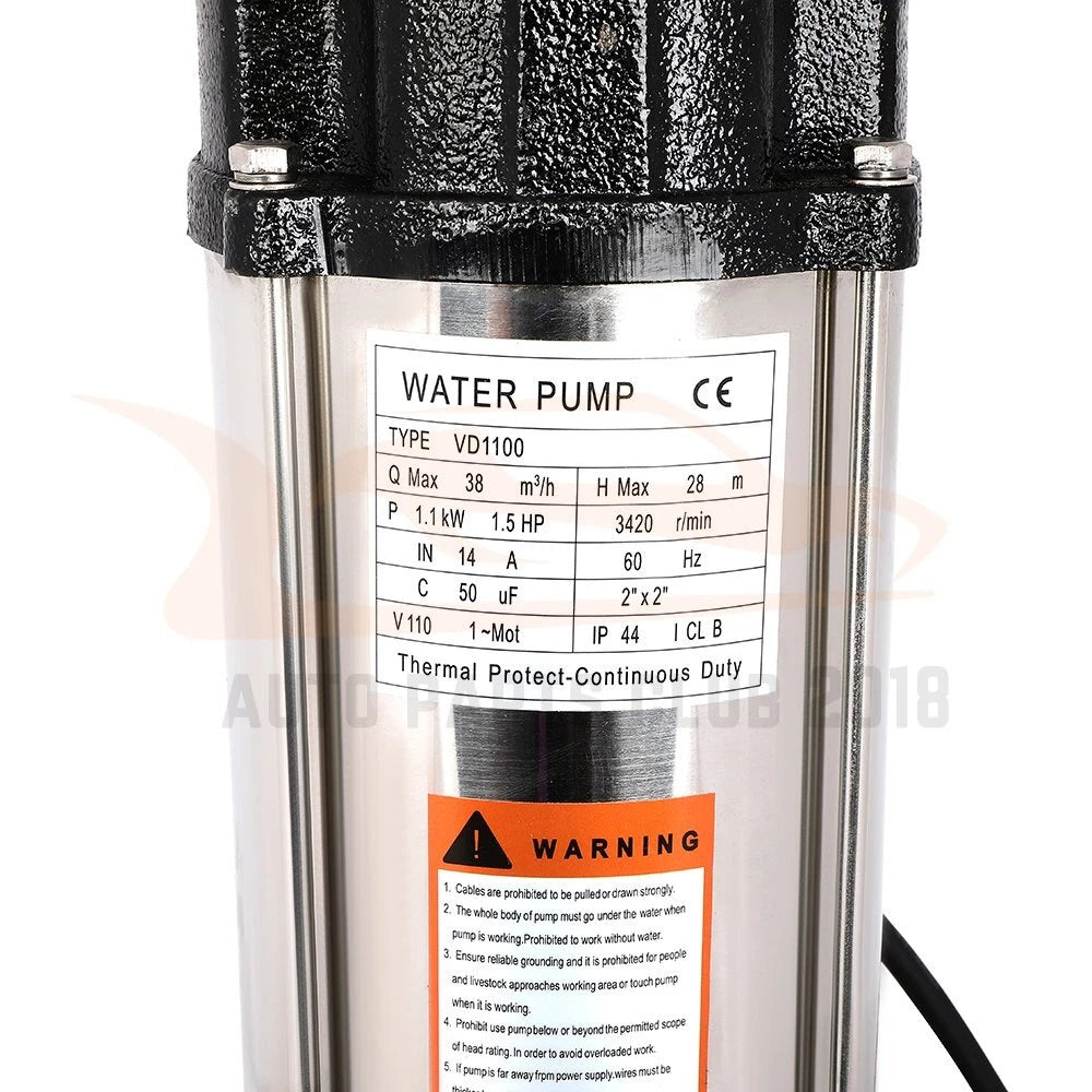1.5HP Sump Pump for Industrial Sewage Cutter Grinder (110V)