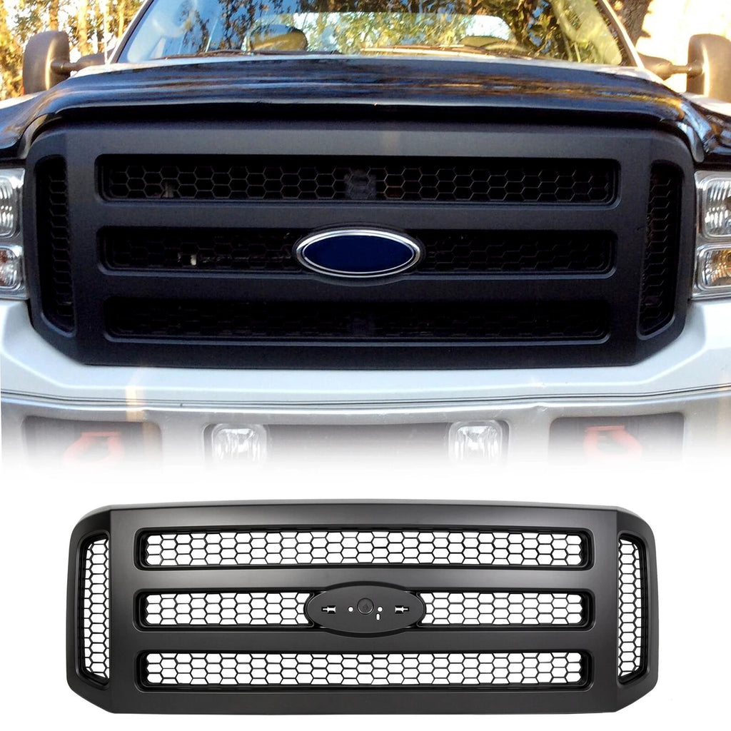 Grille Assembly for Ford F250 F350 Super Duty (2005–2007) Black Painted