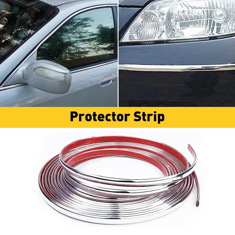 Chrome Trim Molding Strip for Car Door Window Bumper (16ft, 12mm)