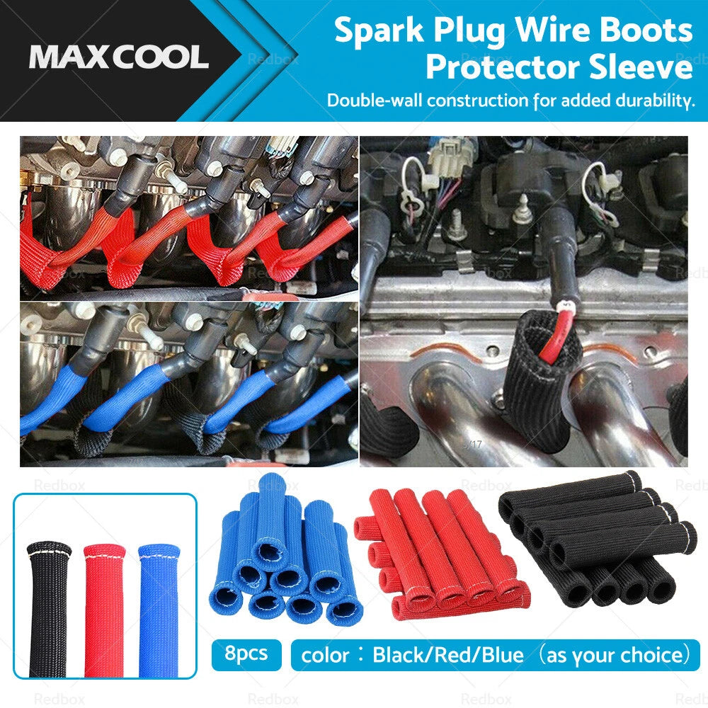Set of 8 Spark Plug Wire Heat Shield Sleeve Protectors for LS1 LS2