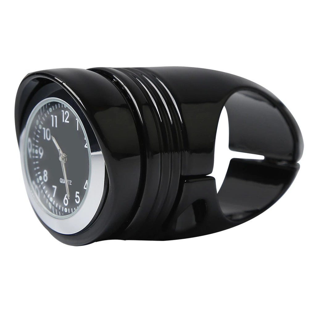 1 1/4" Chrome/Black Handlebar Mount Clamp Clock for Harley