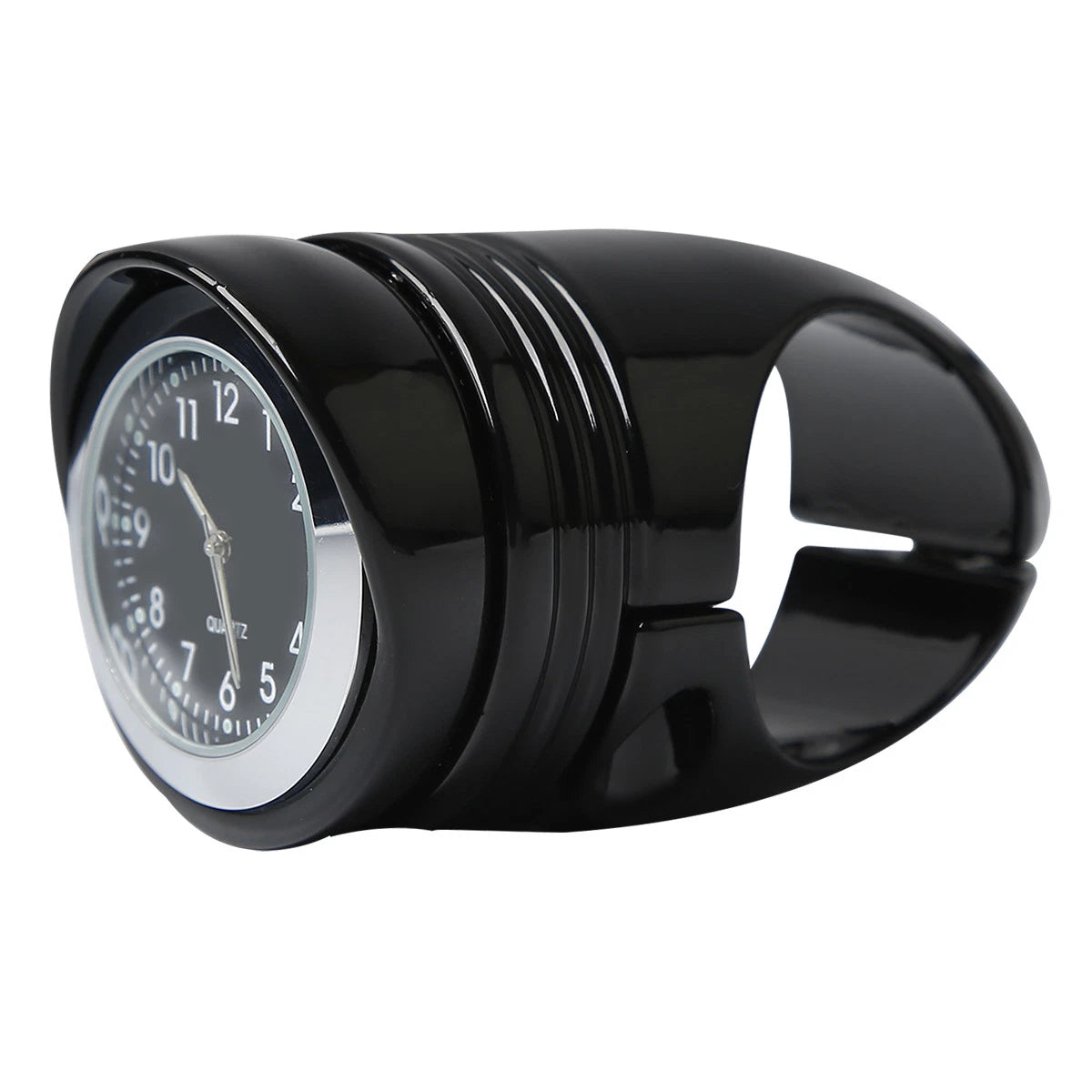 1 1/4" Chrome/Black Handlebar Mount Clamp Clock for Harley