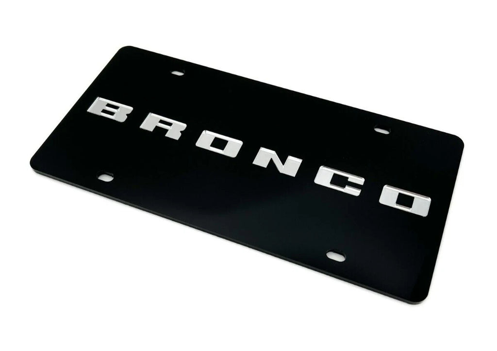 Premium Acrylic Black License Plate with Mirror Logo for Ford Bronco (2021–2024)