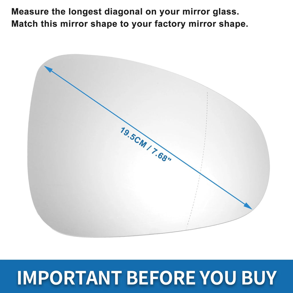 Heated Right Side Mirror Glass for Volkswagen Touareg (2010–2018)