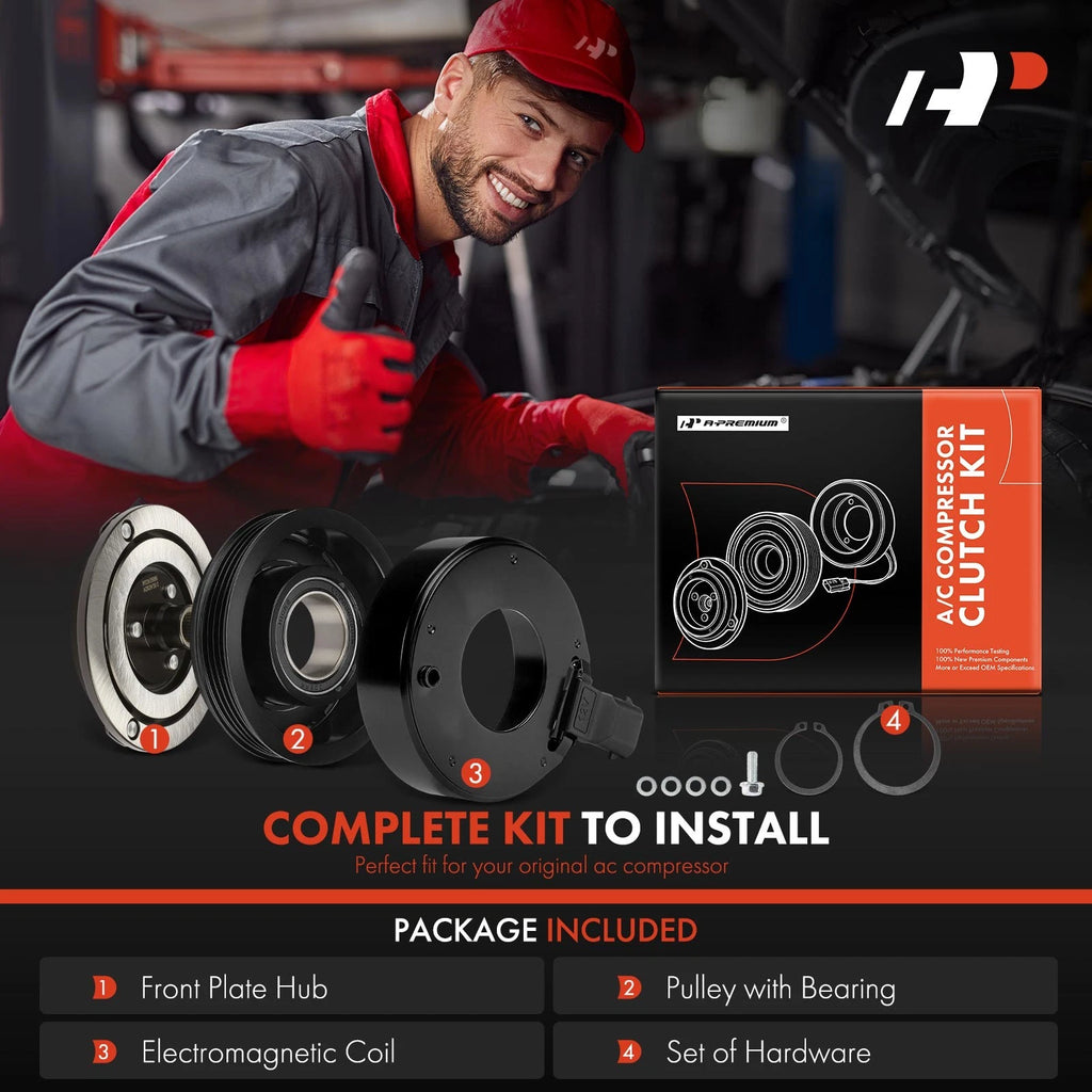 A/C Compressor Clutch Kit with 4-Groove Pulley for Chevy Spark (2009–2015)