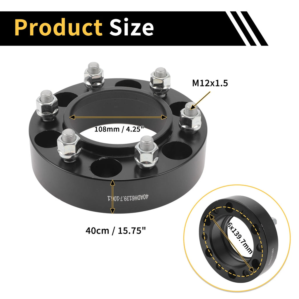 2Pcs Wheel Spacers 6x139.7mm M12x1.5 for Toyota Land Cruiser (1980–1997)