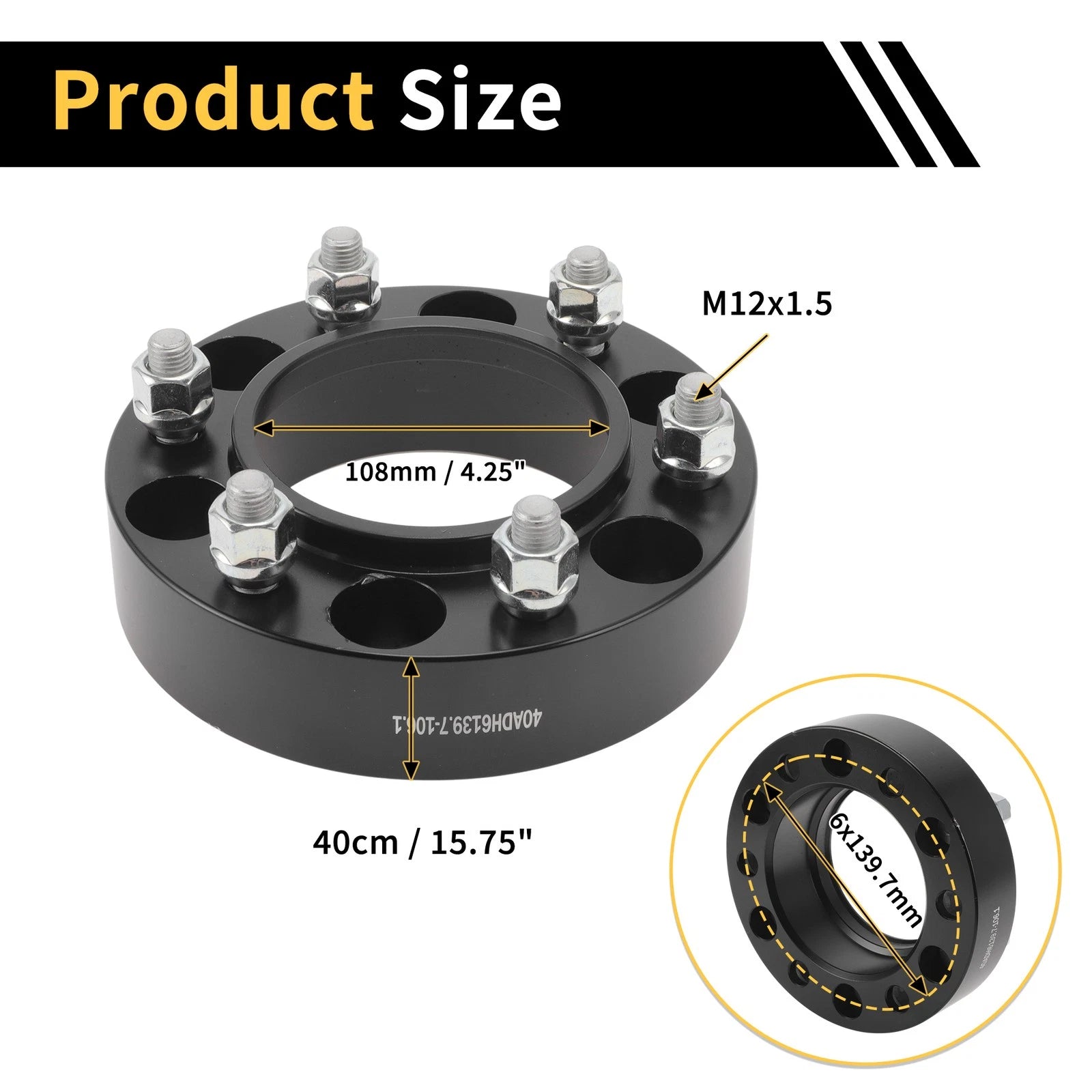 2Pcs Wheel Spacers 6x139.7mm M12x1.5 for Toyota Land Cruiser (1980–1997)